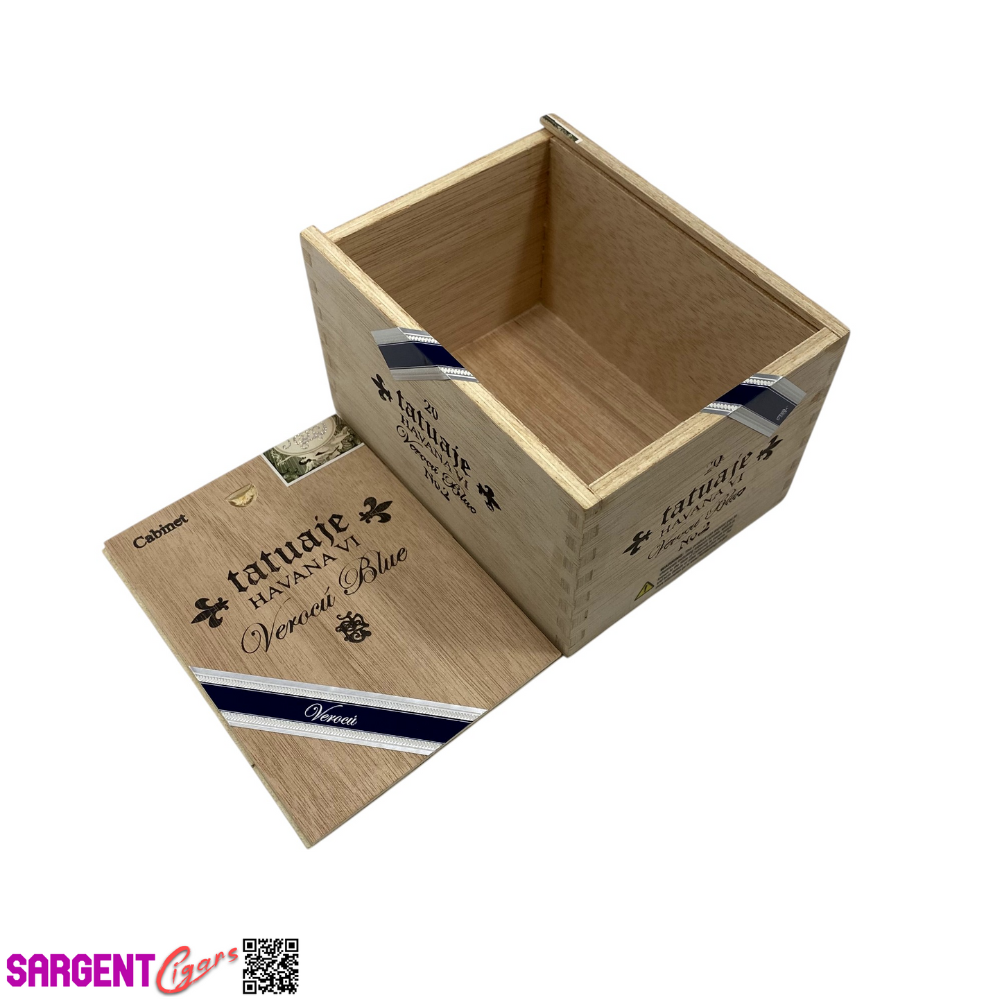 Tatuaje Verocu Blue No2 Empty Wooden Cigar Box 4.75x6.25x4