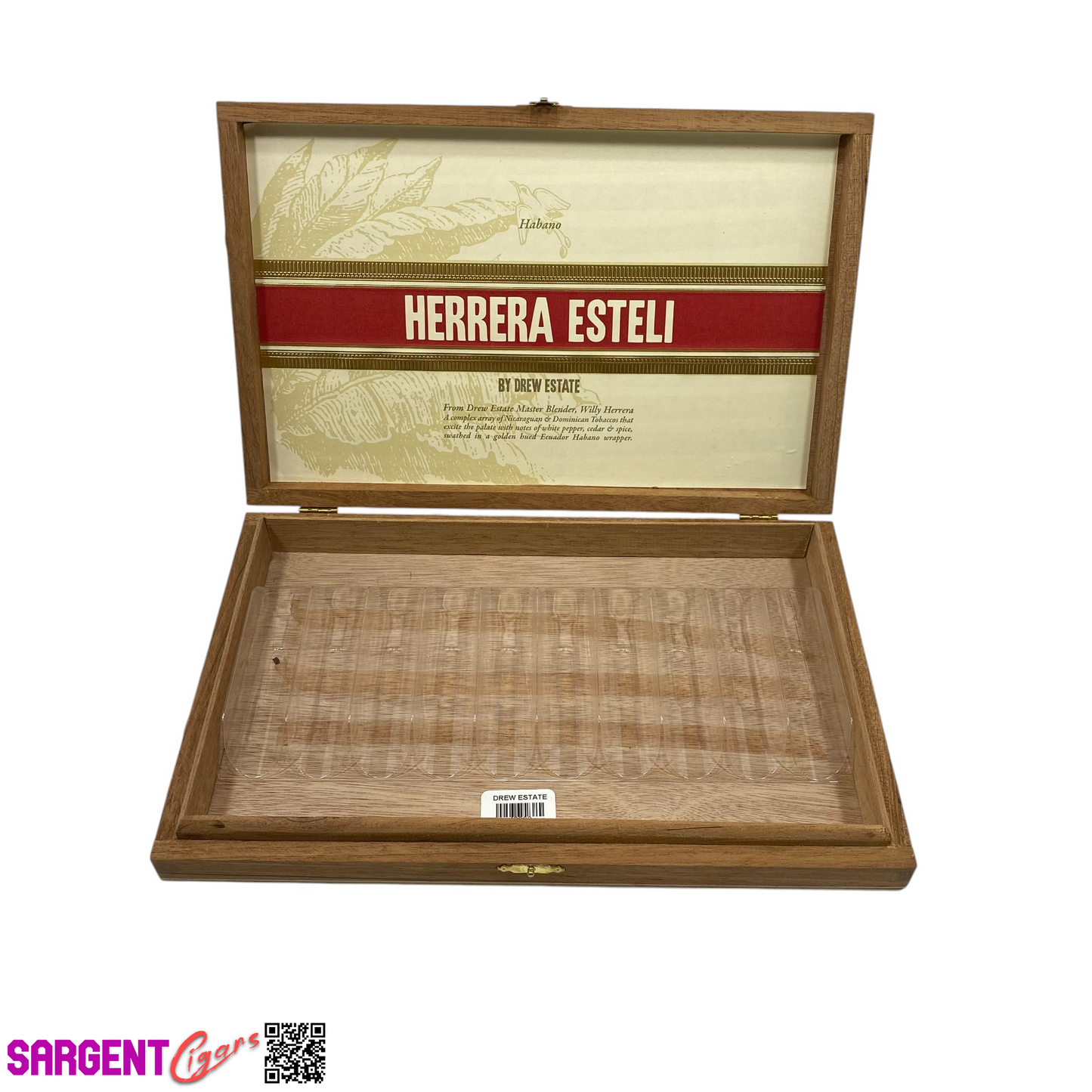 Herrera Esteli Hab Toro Tubo Empty Wooden Cigar Box 11.5x7.5x1.25
