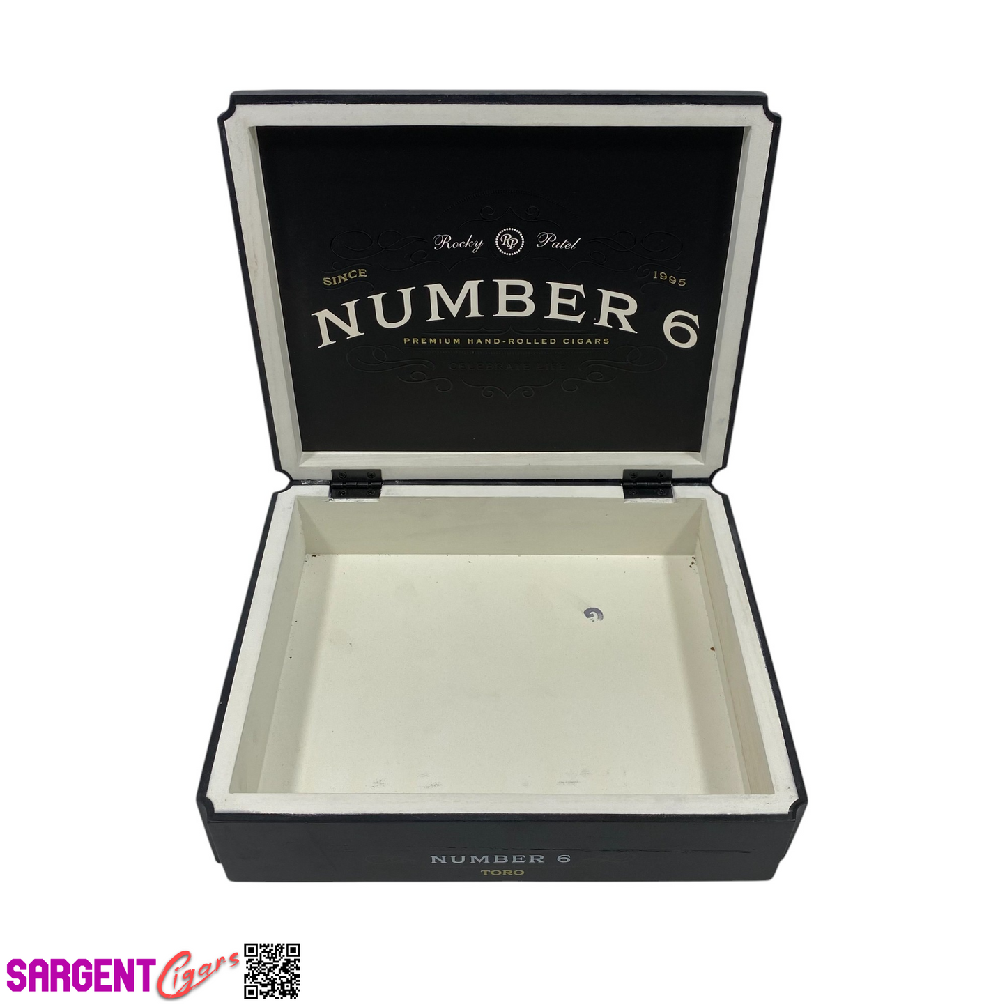 Rocky Patel Number 6 Toro Empty Wooden Cigar Box 9x7.75x2.5