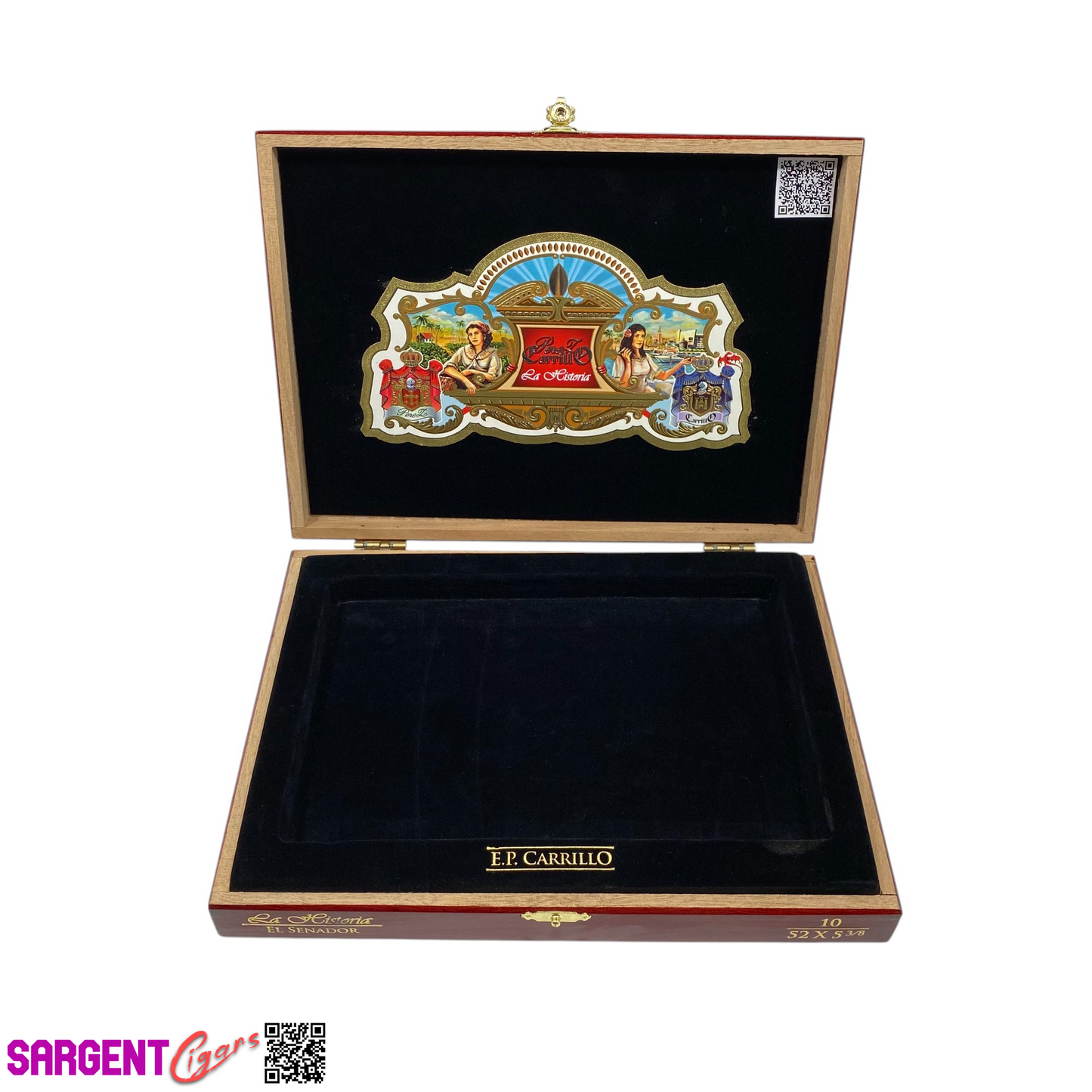 Ep Carrillo La Historia El Senador Empty Wooden Cigar Box 10.25x7.5x1.5