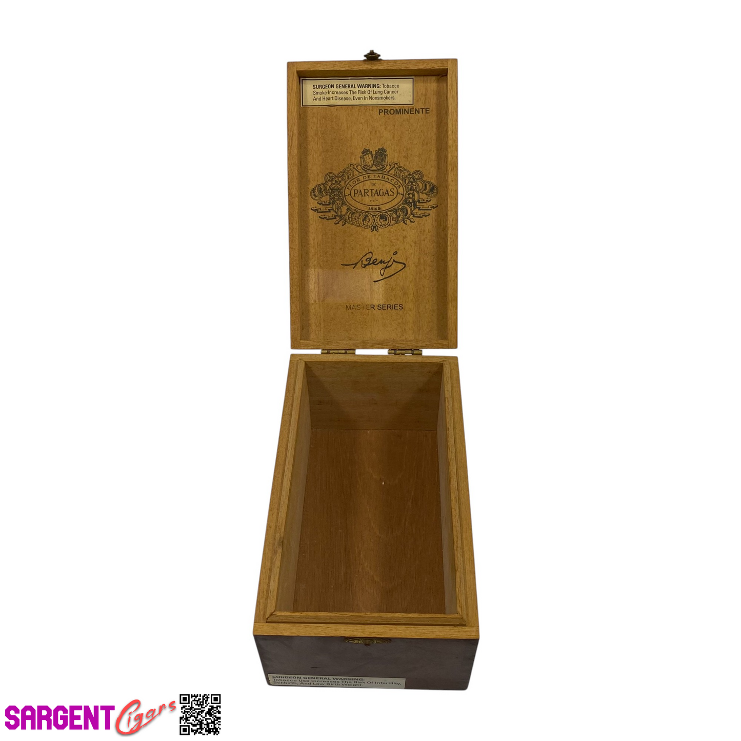 Partagas Prominente Benji Empty Wooden Cigar Box 4.75x8x4