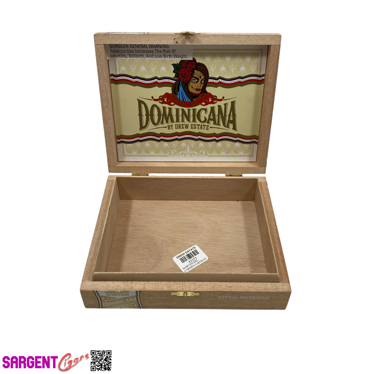 Deadwood Dominicana Pequenas Empty Wooden Cigar Box 7x5.75x1.75