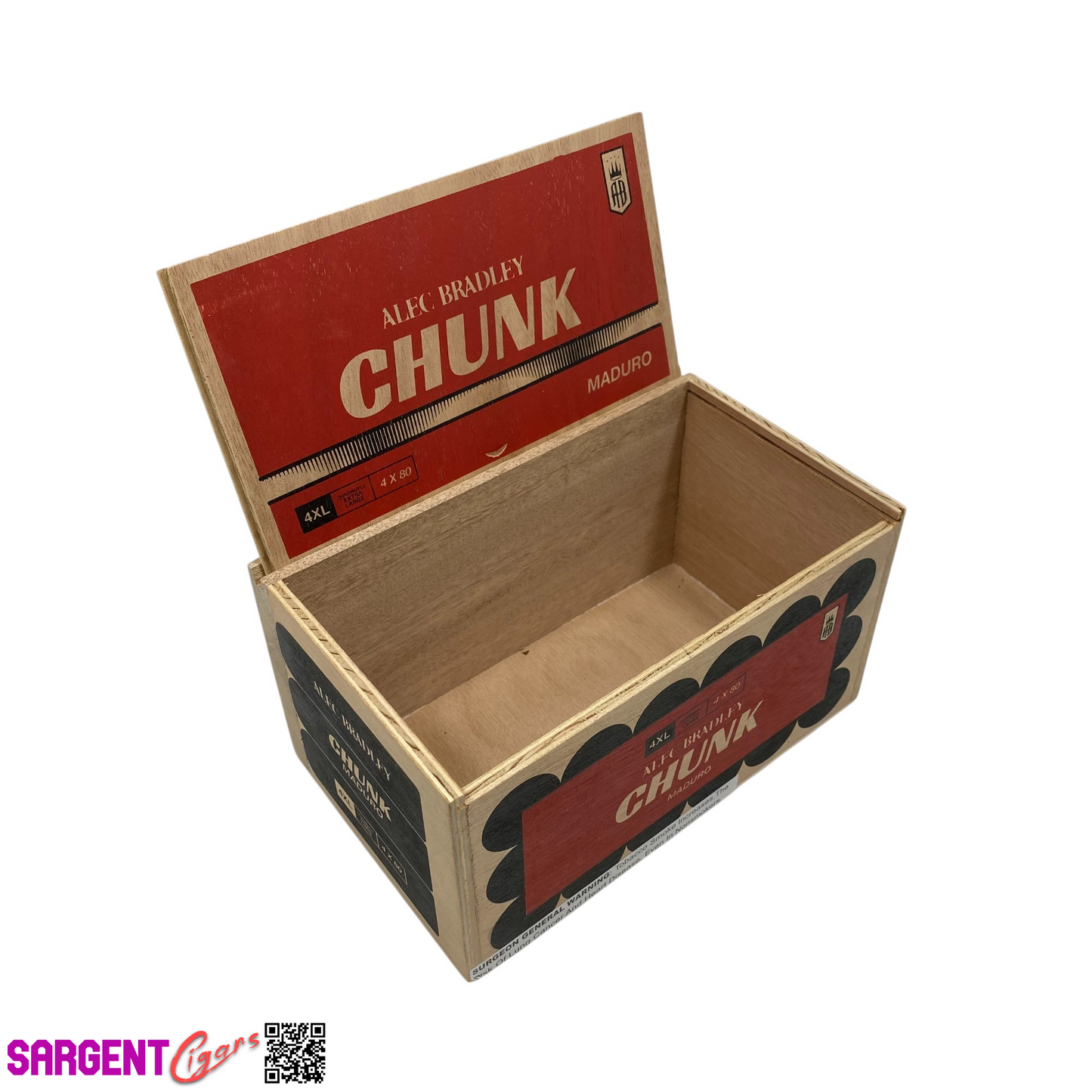 Alec Bradley Chunk 4XL Empty Wooden Cigar Box 8.25x5x4.5