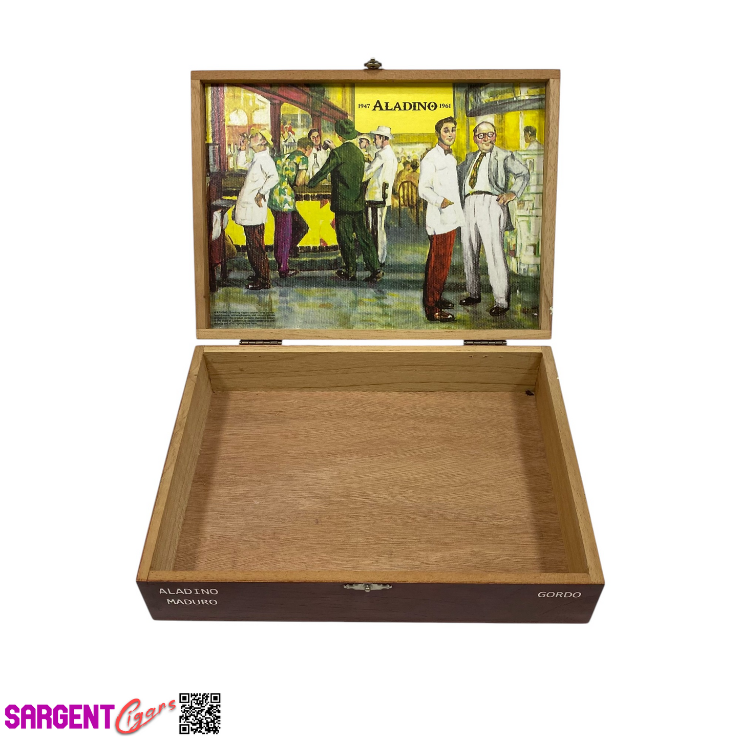 Aladino Maduro Gigante Empty Wooden Cigar Box 9.75x7.25x2.25
