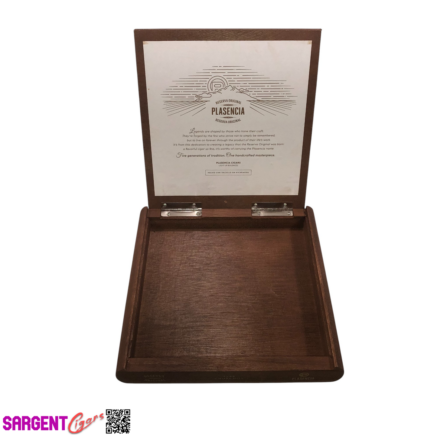 Plasencia Reserva Churchill Empty Wooden Cigar Box 8.5x8.25x1.5