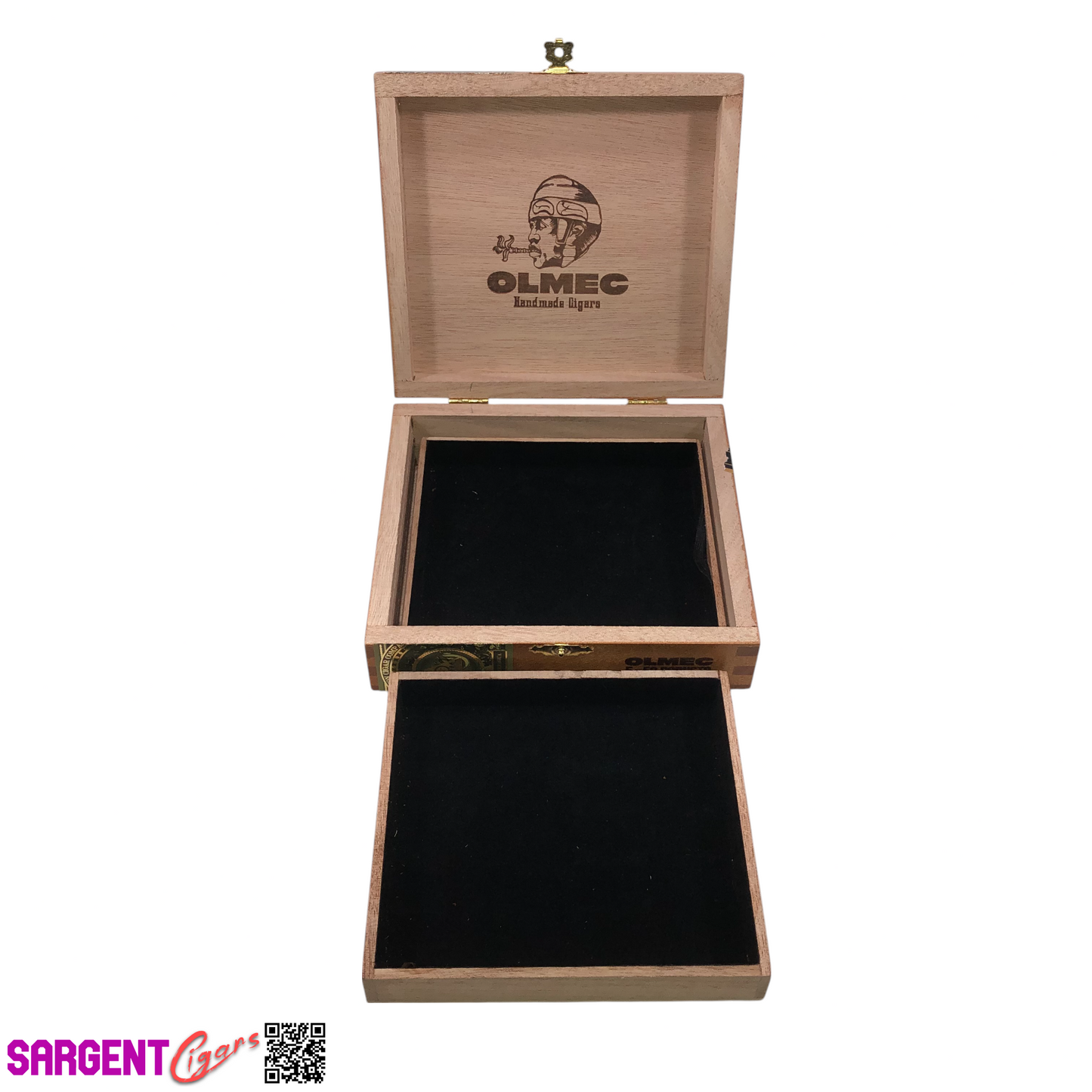 Olmec Robusto Empty Wooden Cigar Box 6.25x5.75x2