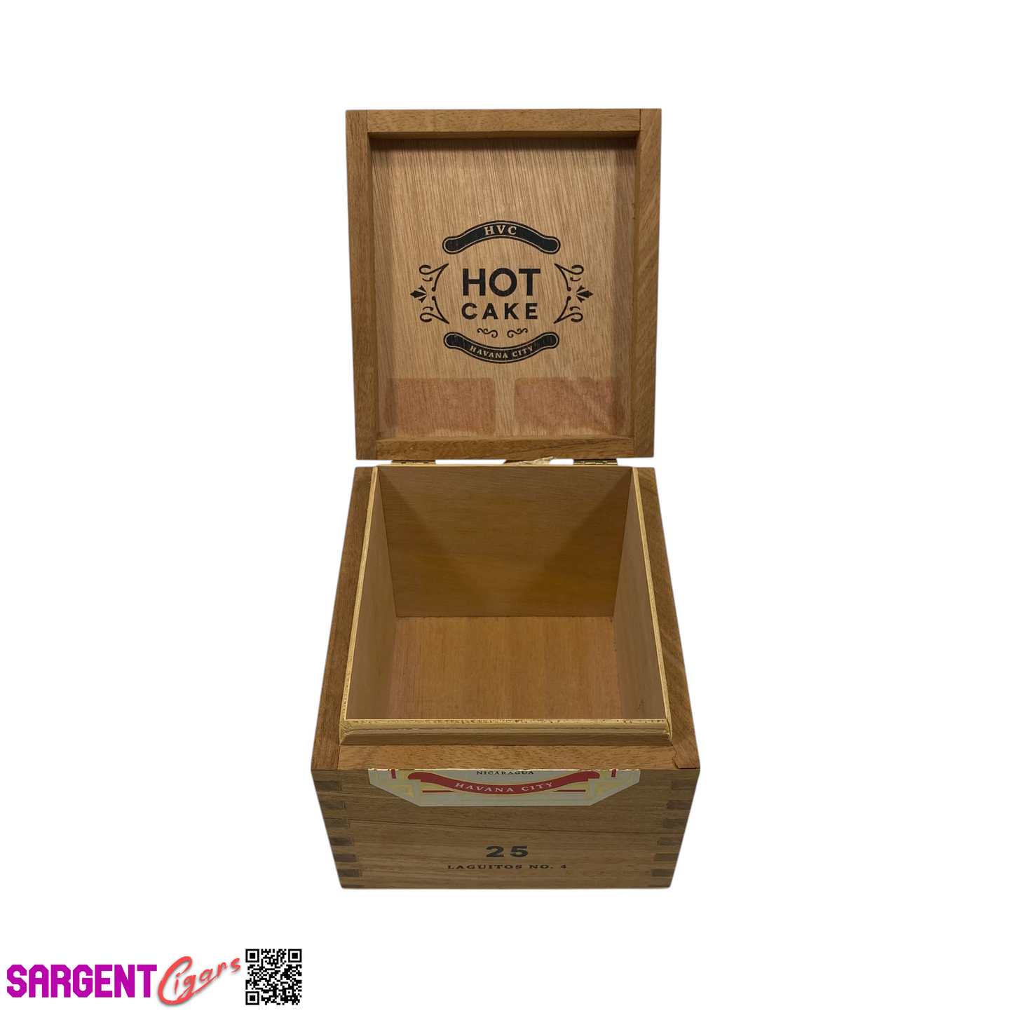 HVC Hot Cake Laguitos No4 Empty Wooden Cigar Box 5x5.75x4.25