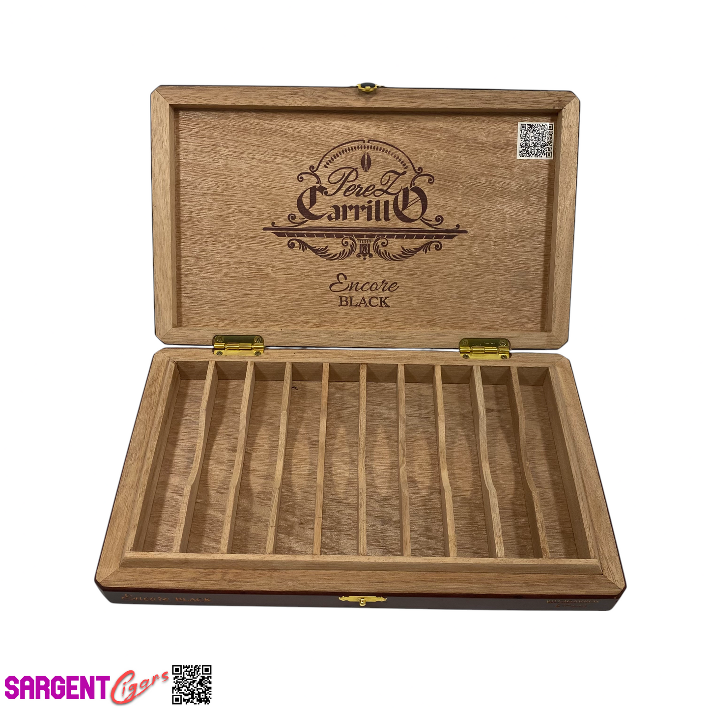 Ep Carrillo Encore Black Empty Wooden Cigar Box 11.5x7x1.5