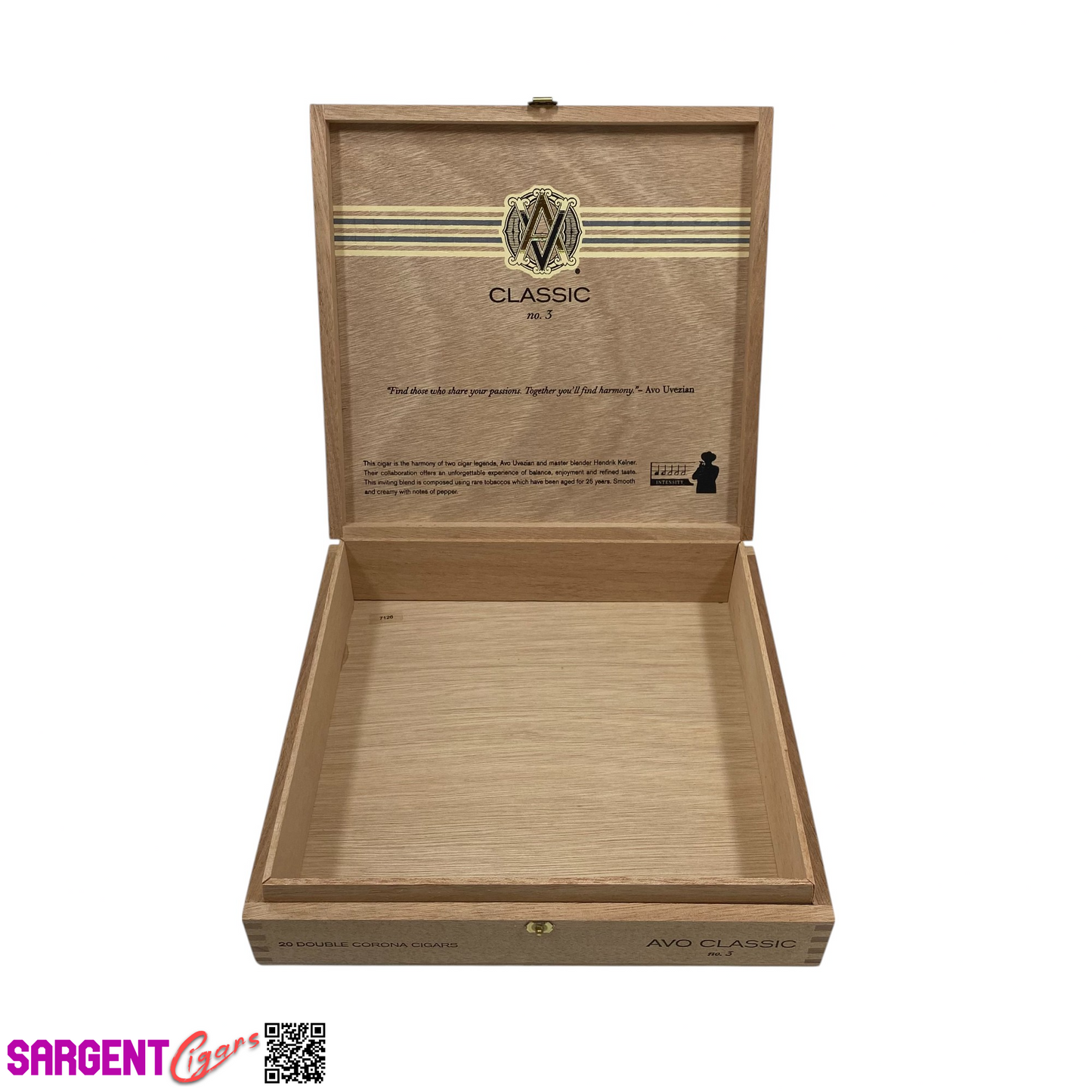 Avo Classic No3 Empty Wooden Cigar Box 9x8.5x2