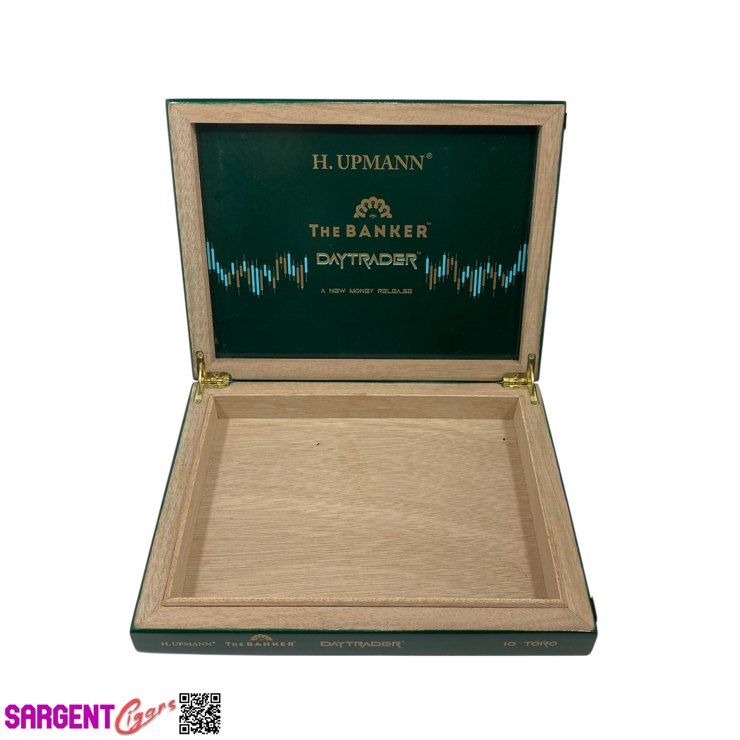 H Upmann The Banker Daytrader Toro Empty Wooden Cigar Box 10x7.75x1.5