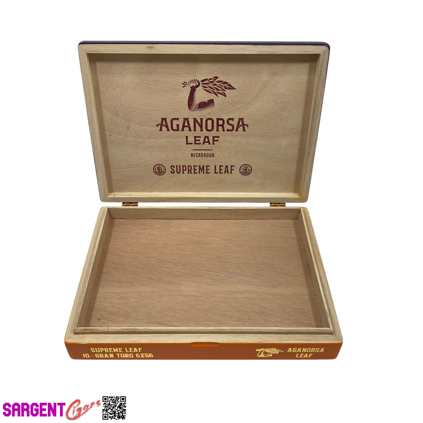 Aganorsa Leaf Supreme Leaf Gran Toro Empty Wooden Cigar Box 9.75x7.25x1.75