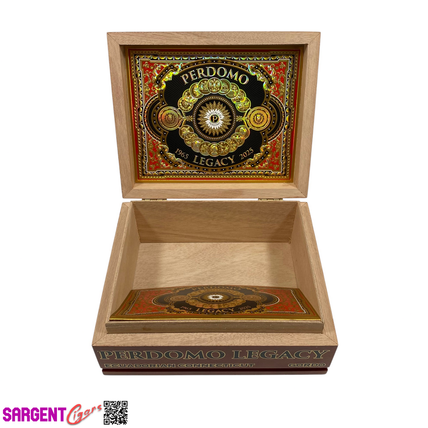 Perdomo Legacy Connecticut Gordo Empty Wooden Cigar Box 8.75x7.25x3.5