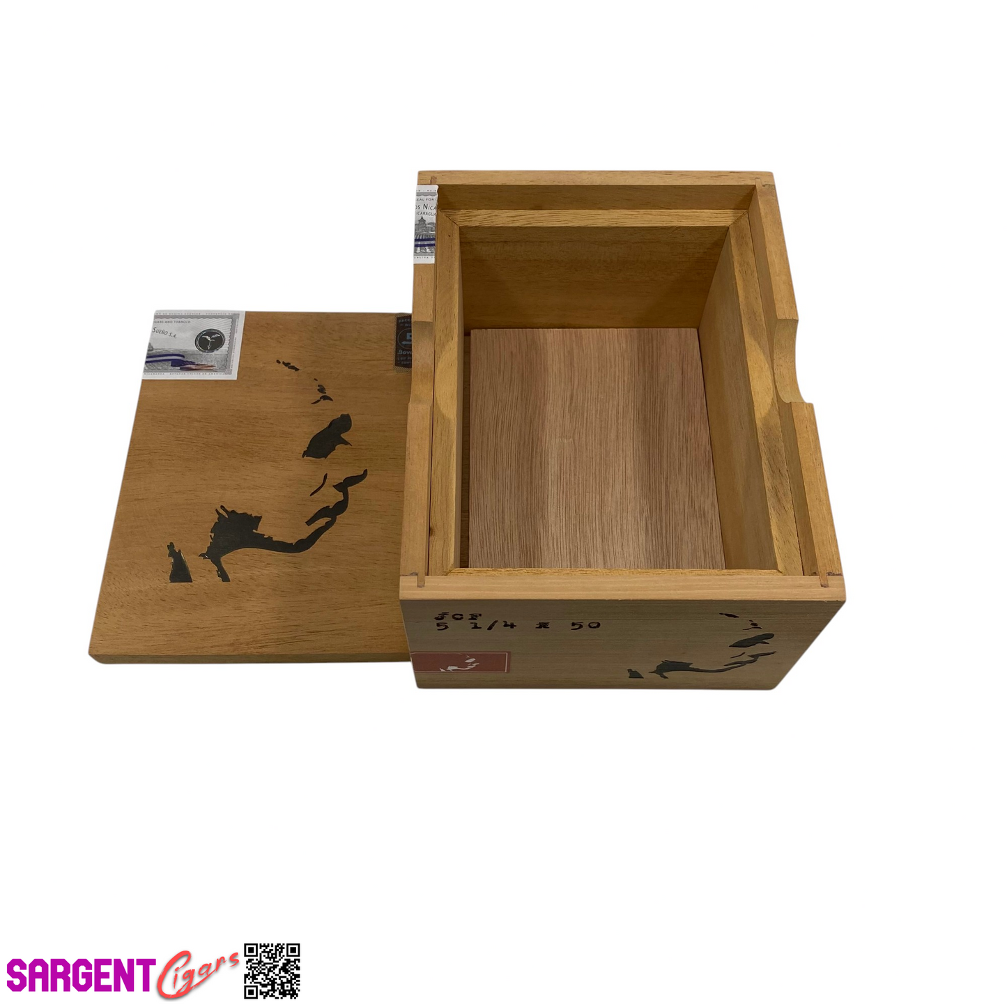 RomaCraft Neanderthal JCF Empty Wooden Cigar Box 5.25x6.75x3.5