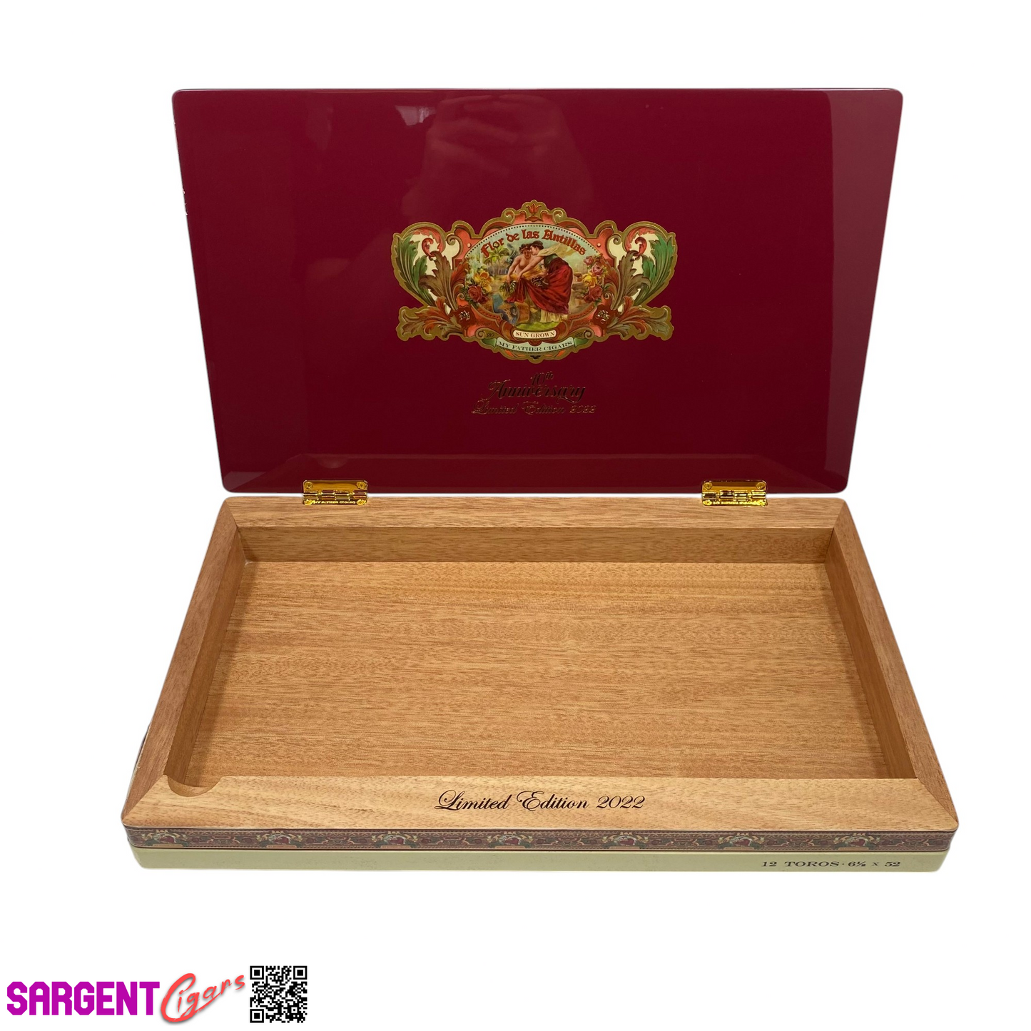 Flor De Las Antillas 10th Anniversary Empty Wooden Cigar Box 16x9.75x2