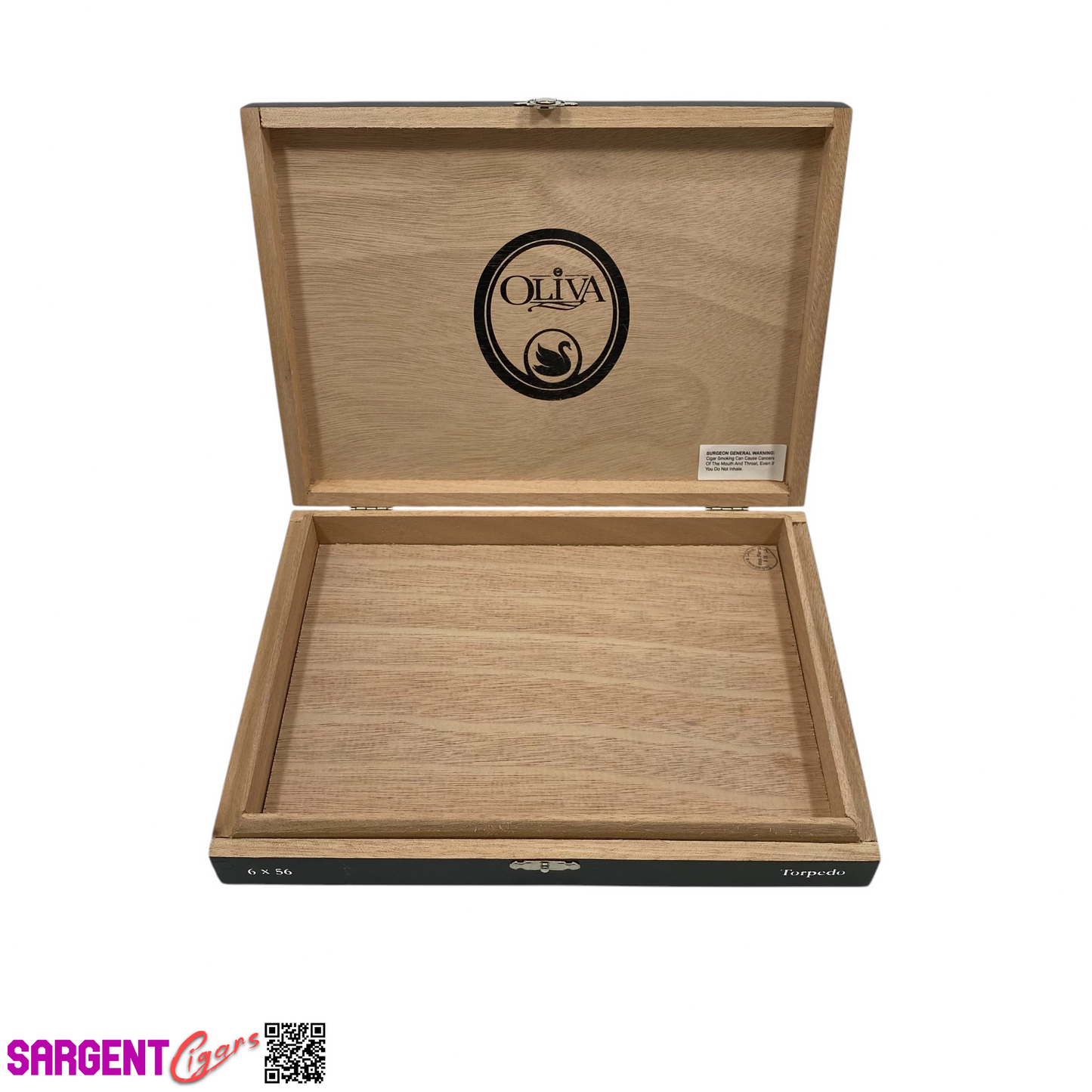 Oliva Black Swan Torpedo Empty Wooden Cigar Box 9.75x7.25x1.5