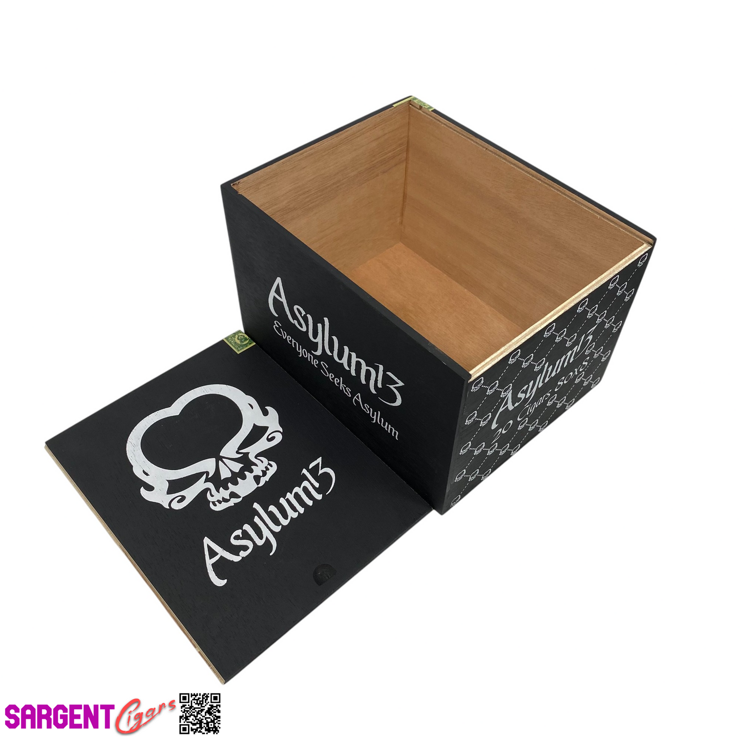 Asylum 13 8x80 Empty Wooden Cigar Box 6.75x8.5x5.5