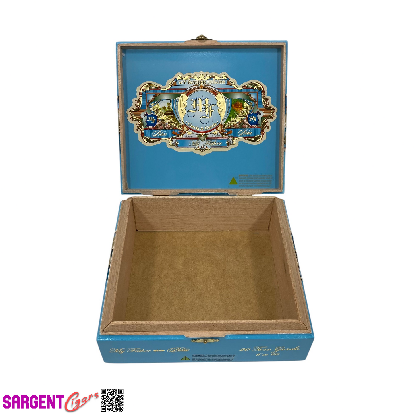 My Father Cigars Blue Toro Gordo Empty Wooden Cigar Box 7.75x7x3