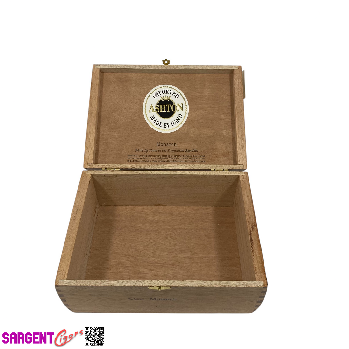 Ashton Classic Monarch Empty Wooden Cigar Box 9.5x7x3.75