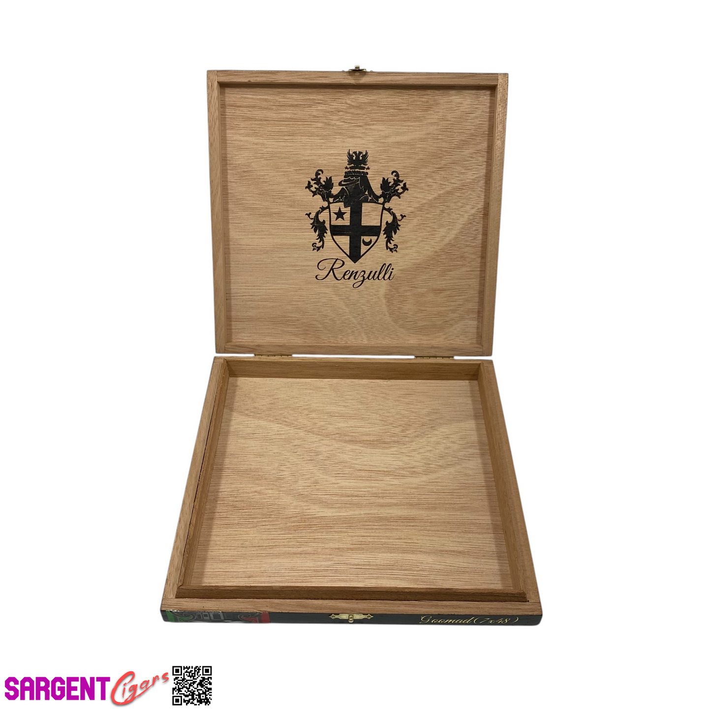 Renzulli Goomad Empty Wooden Cigar Box 8.25x8x1
