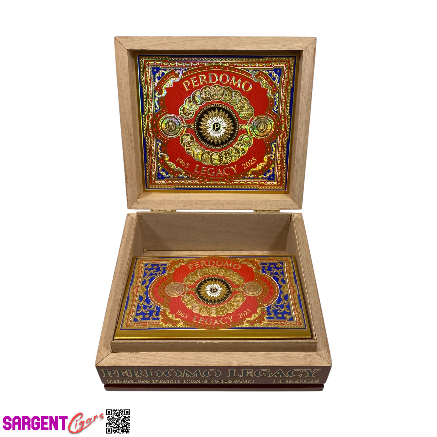 Perdomo Legacy Shade Epicure Empty Wooden Cigar Box 8x7.5x3.25
