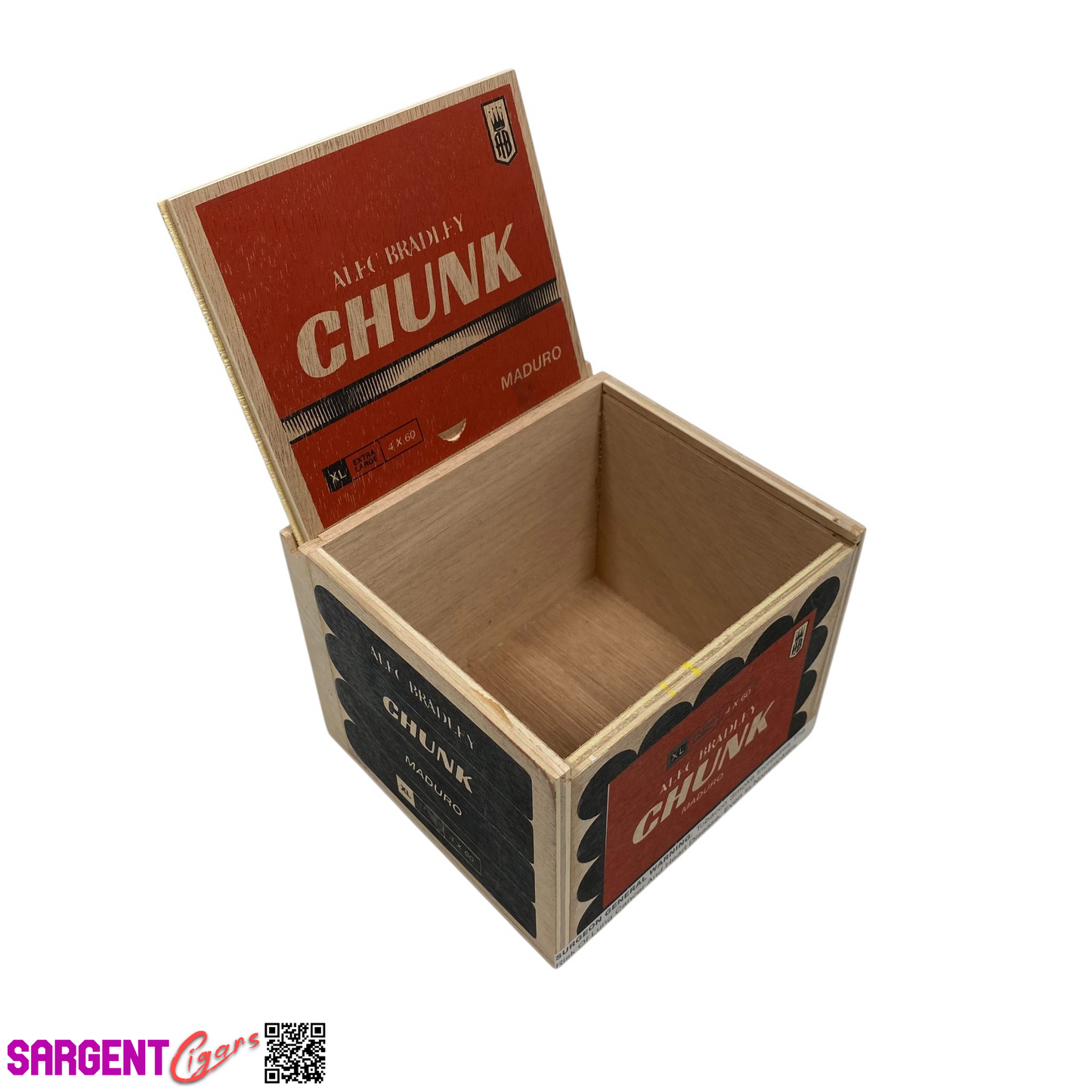 Alec Bradley Chunk XL Empty Wooden Cigar Box 5.25x5x4.25