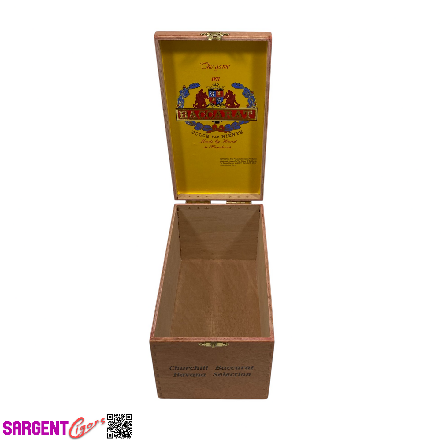 Baccarat Churchill Empty Wooden Cigar Box 4x7.5x4