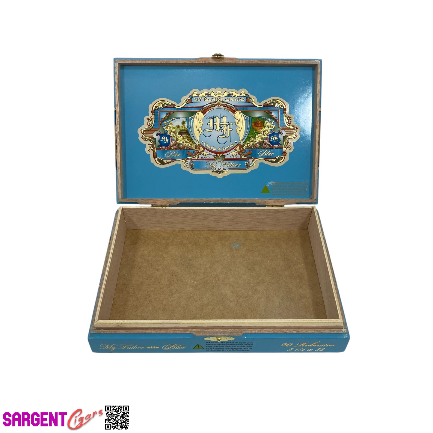 My Father Cigars Blue Robusto Empty Wooden Cigar Box 8.75x6.25x2