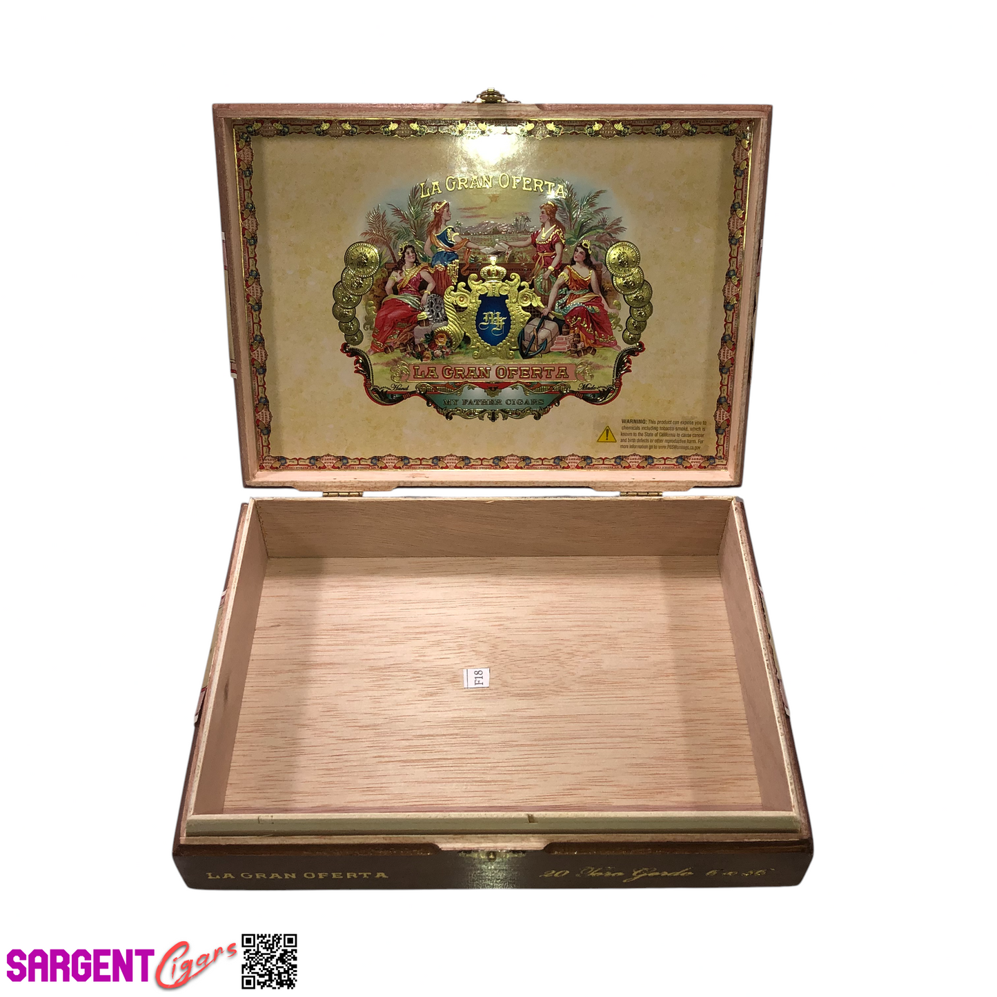 My Father Cigars La Gran Oferta Toro Gordo Empty Wooden Cigar Box 9.5x7x2.25