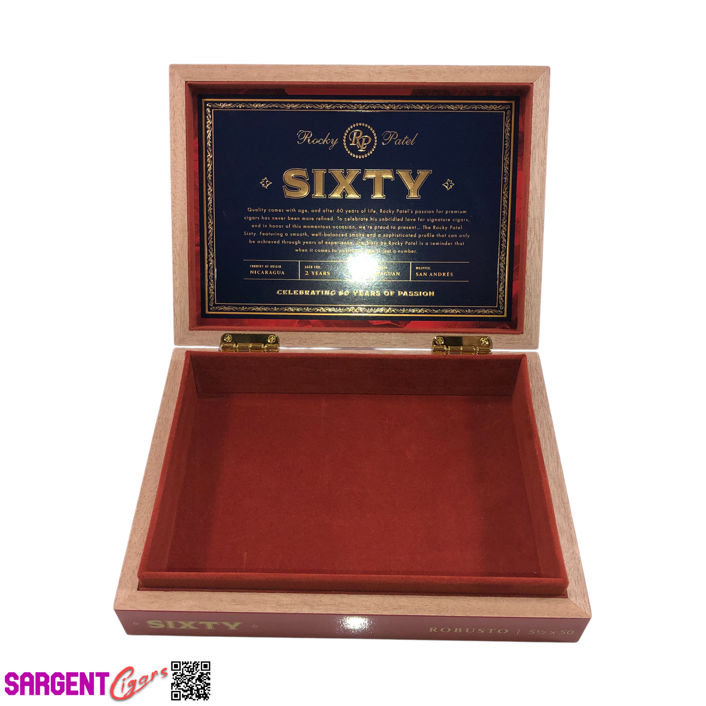 Rocky Patel Sixty Robusto Empty Wooden Cigar Box 9x6.75x2