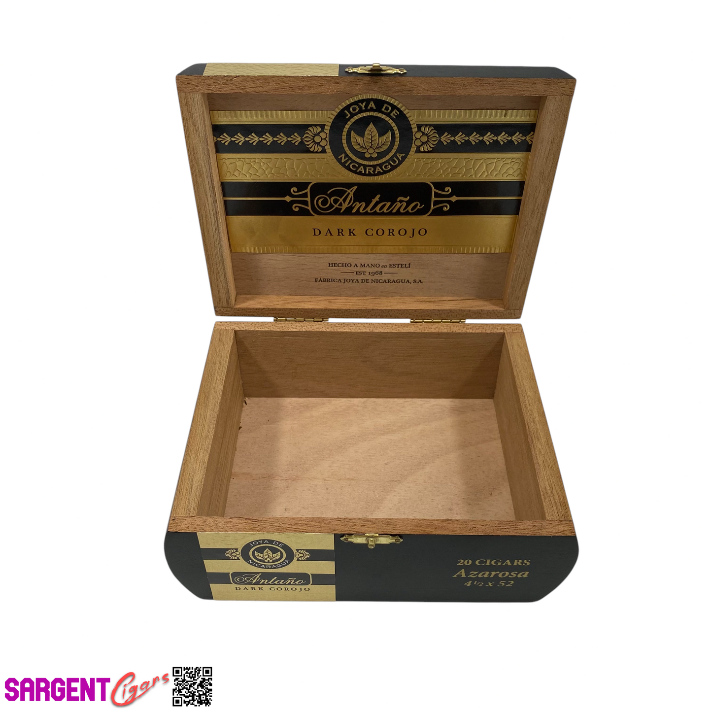 Joya De Nicaragua Dark Corojo Azarosa Empty Wooden Cigar Box 7x5.25x2.75