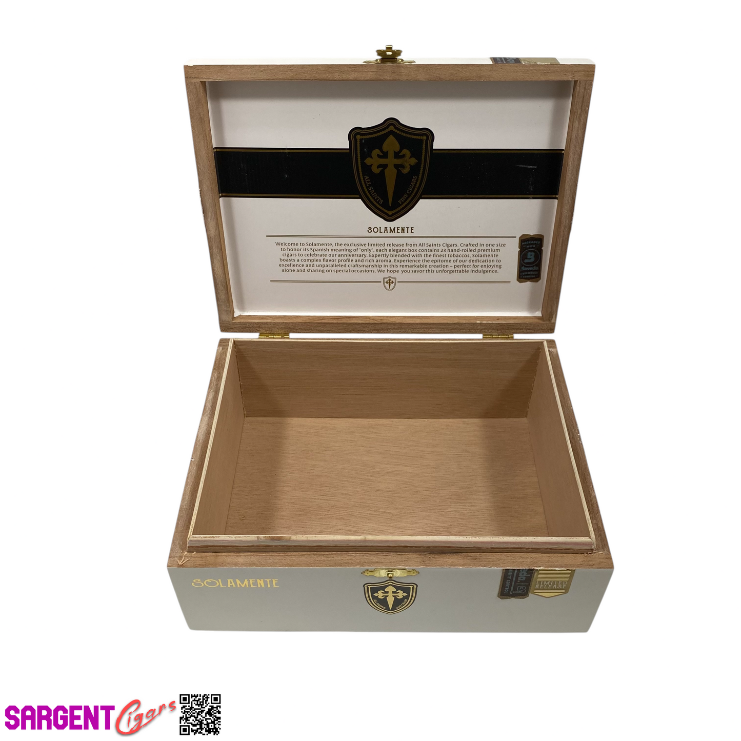 All Saints Cigars Solamente Empty Wooden Cigar Box 8x6.25x3