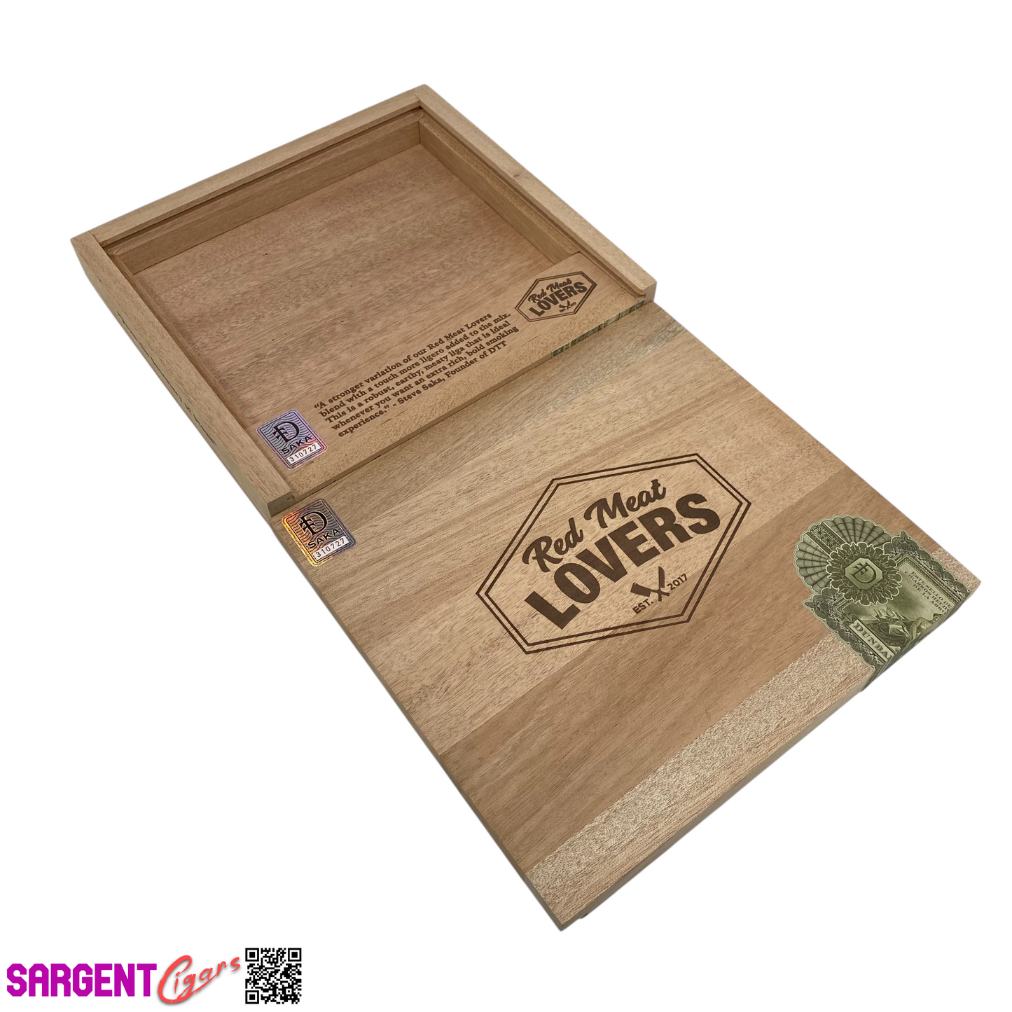 Dunbarton Red Meat Lovers Fritanga Empty Wooden Cigar Box 9.75x9x1.75