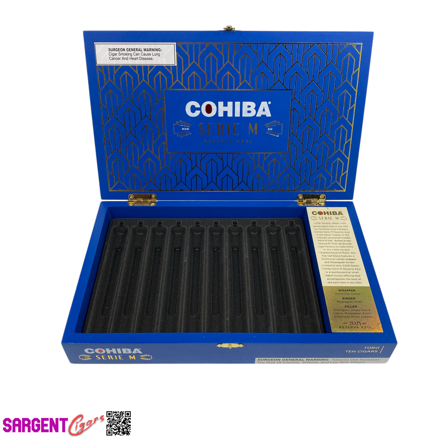 Cohiba Serie M Azul Toro Empty Wooden Cigar Box 12.75x8x2