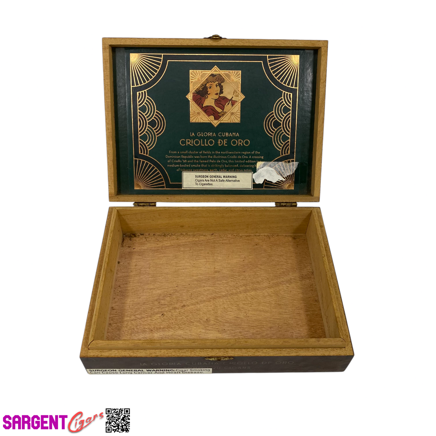 La Gloria Criollo De Oro Toro Empty Wooden Cigar Box 9.5x7x2.25