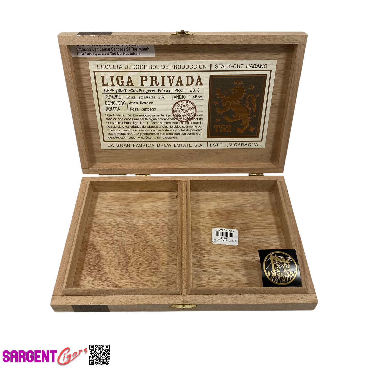 Liga Privada Flying Pig T52 Empty Wooden Cigar Box 10x6.5x1 (1)