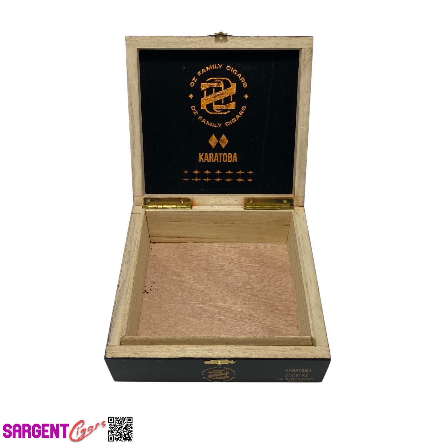 Ozgener Karatoba Robusto Extra Empty Wooden Cigar Box 7.25x6.75x2.5