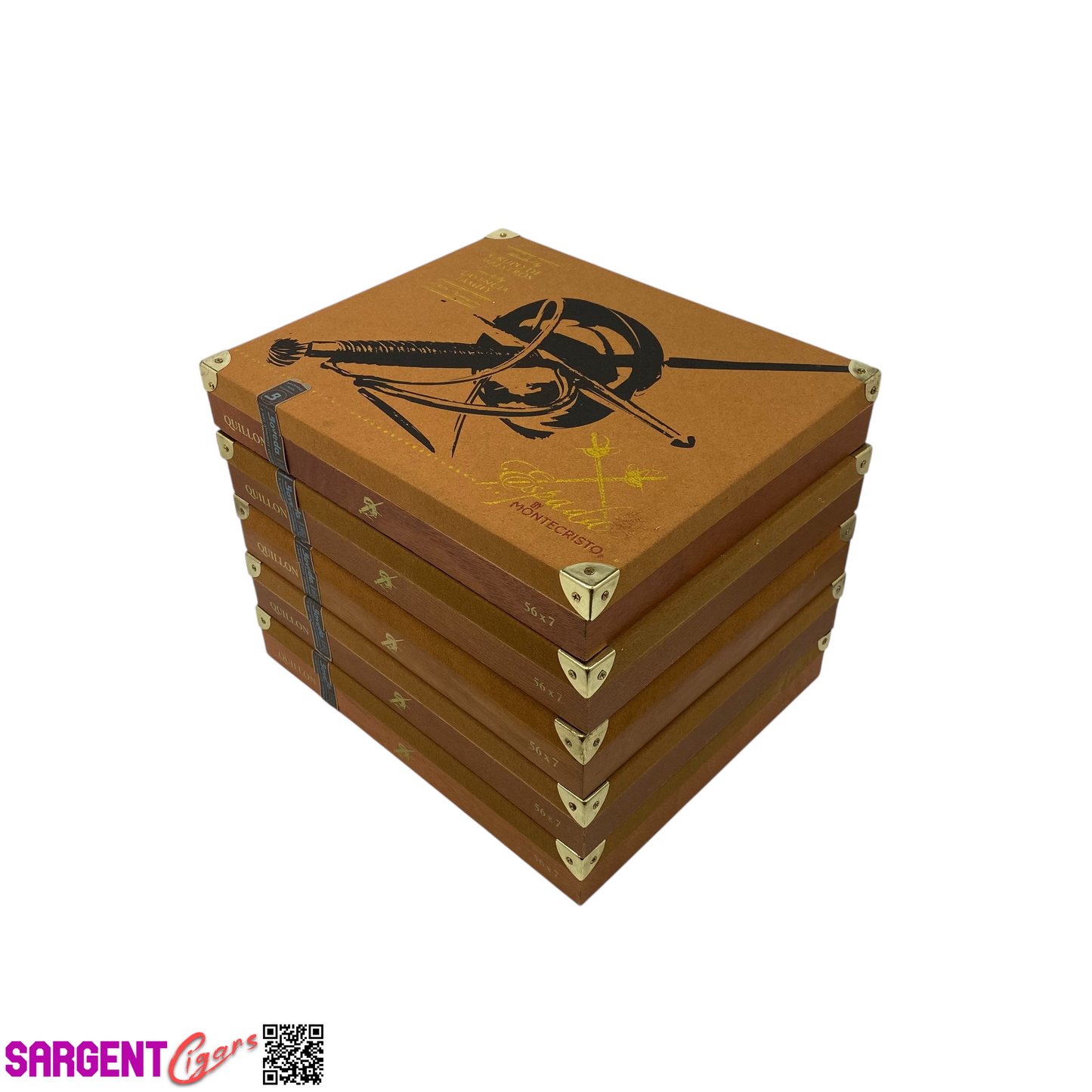 Lot of 5 Montecristo Espada Quillon Empty Wooden Cigar Box 9.75x8.25x1.75 #43