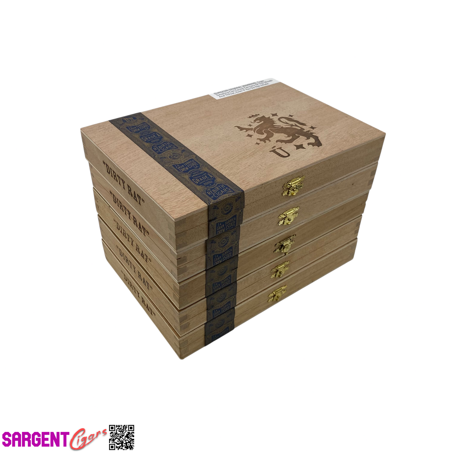 Lot of 5 Liga Privada Dirty Rat Empty Wooden Cigar Boxes 9.25x6.5x1.5 #20