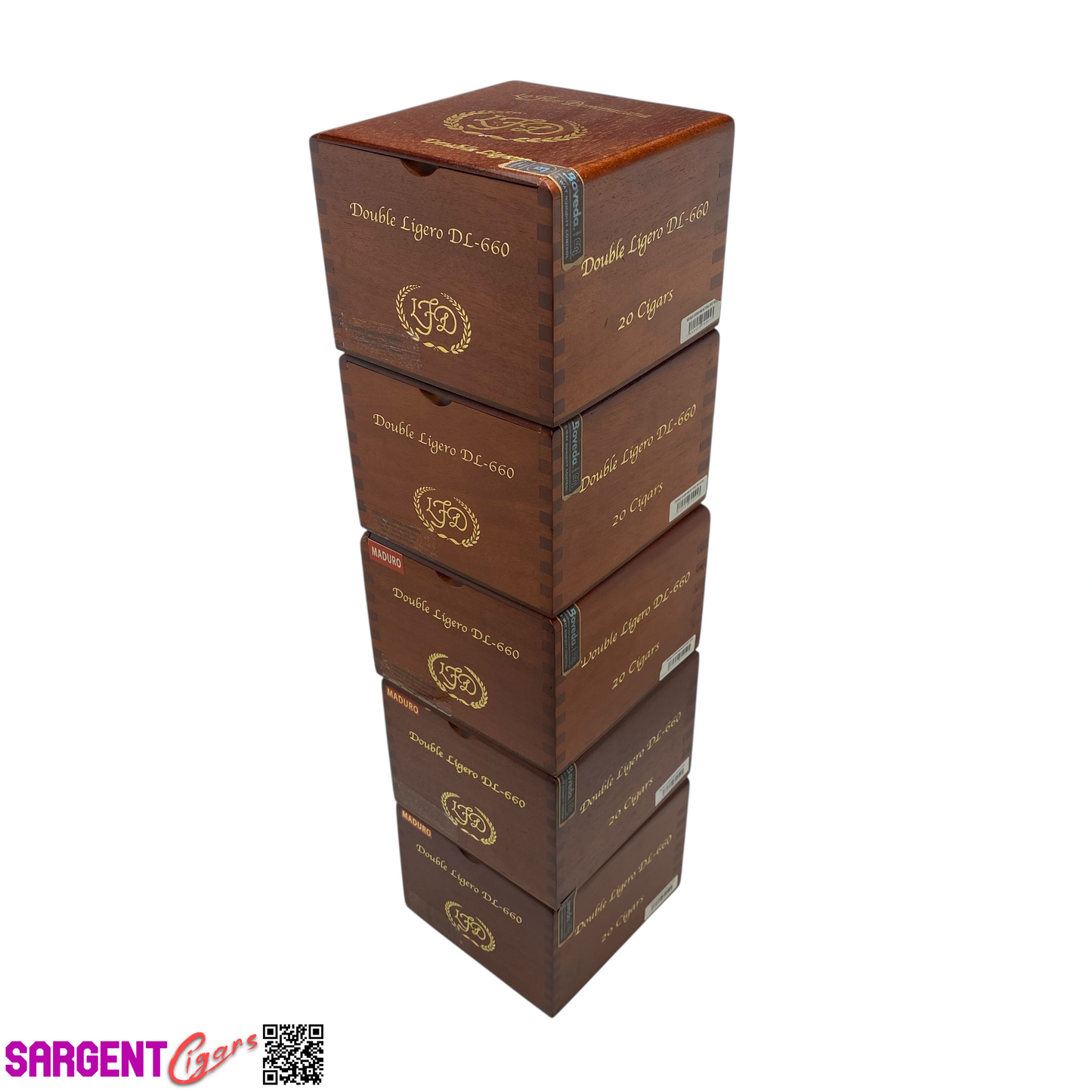 Lot of 5 LFD Double Ligero DL660 Empty Wooden Cigar Boxes 5x5.5x4 #128