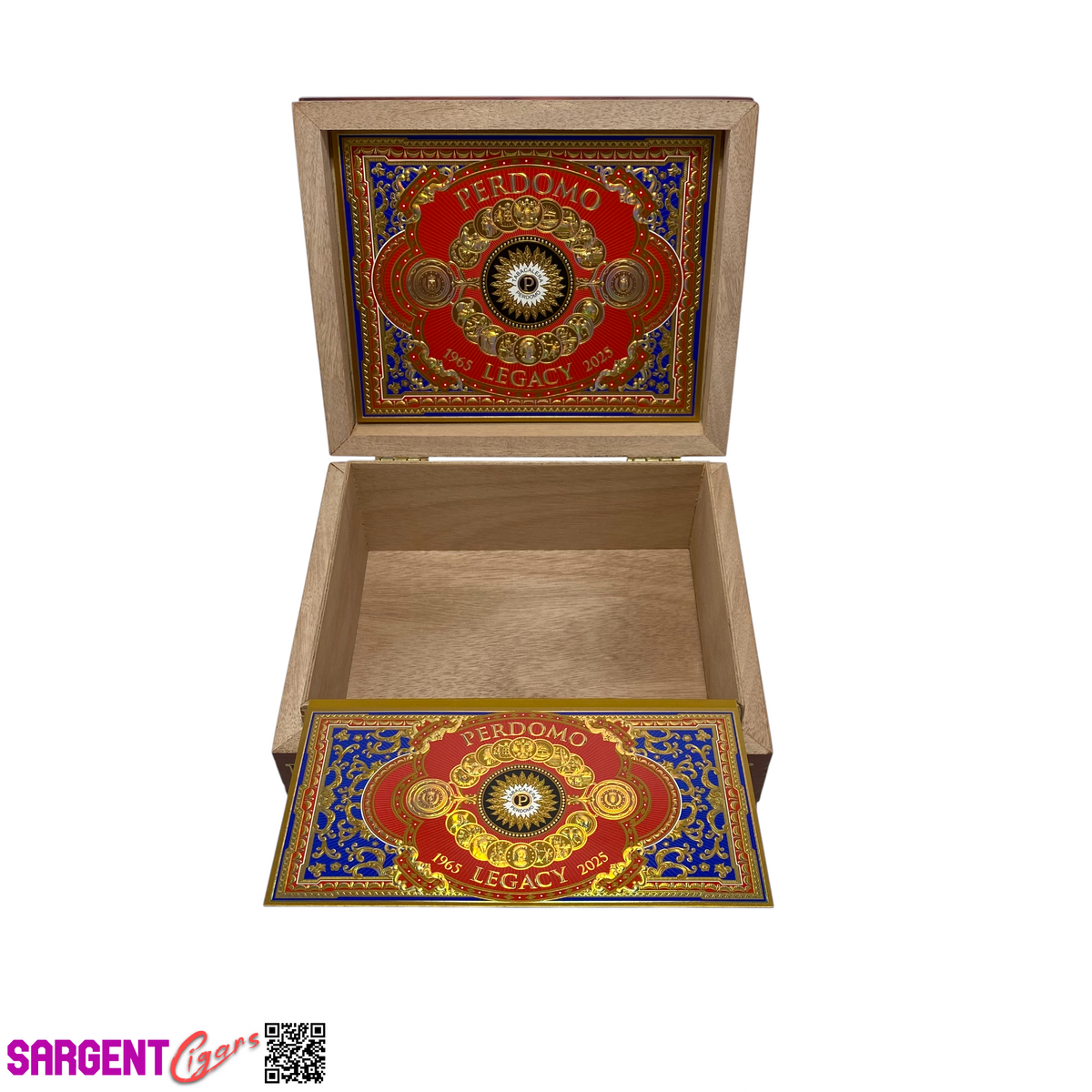 Perdomo Legacy Shade Gordo Empty Wooden Cigar Box 8.75x7.25x3.5