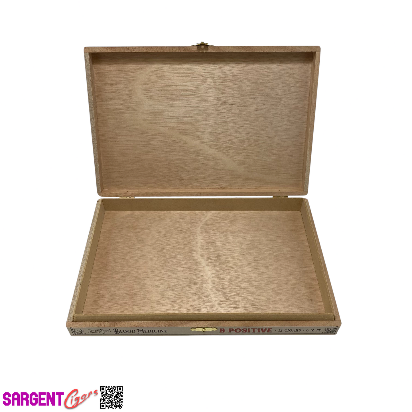 Crowned Heads Blood Medicine B Positive Empty Wooden Cigar Box 10.5x7x1.25