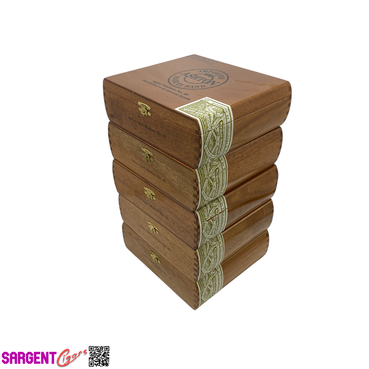 Lot of 5 Ashton Classic Maduro No40 Empty Wooden Cigar Boxes 7.75x6.75x2.5 #15