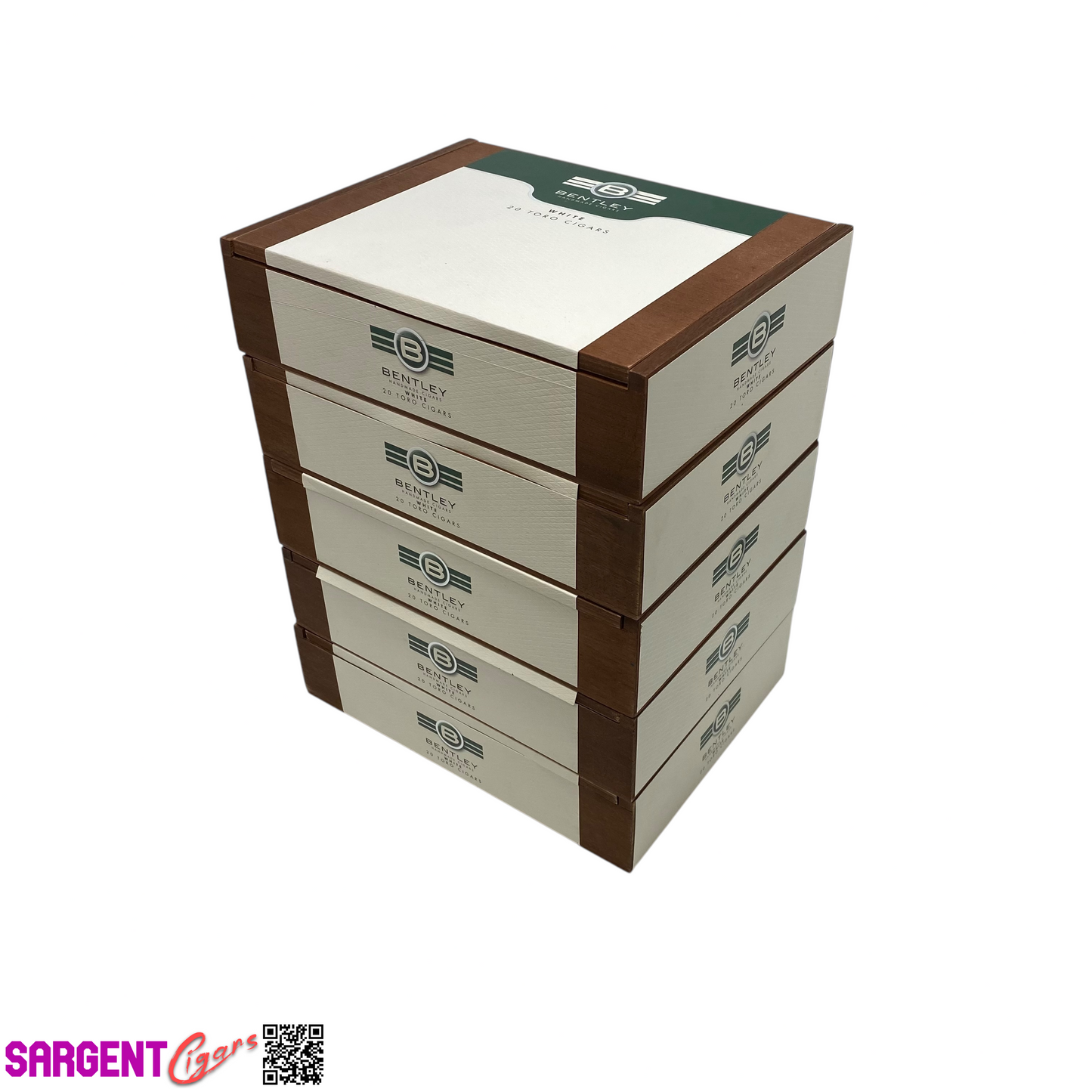 Lot of 5 Bentley White Toro Empty Wooden Cigar Boxes 8.75x7x2 #99