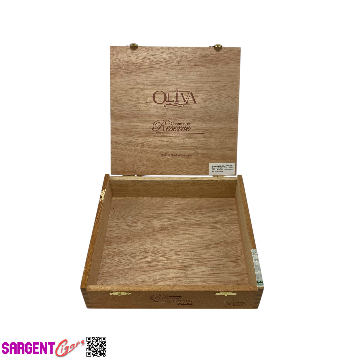 Oliva Reserve Connecticut Churchill Empty Wooden Cigar Box 8.5x8x2