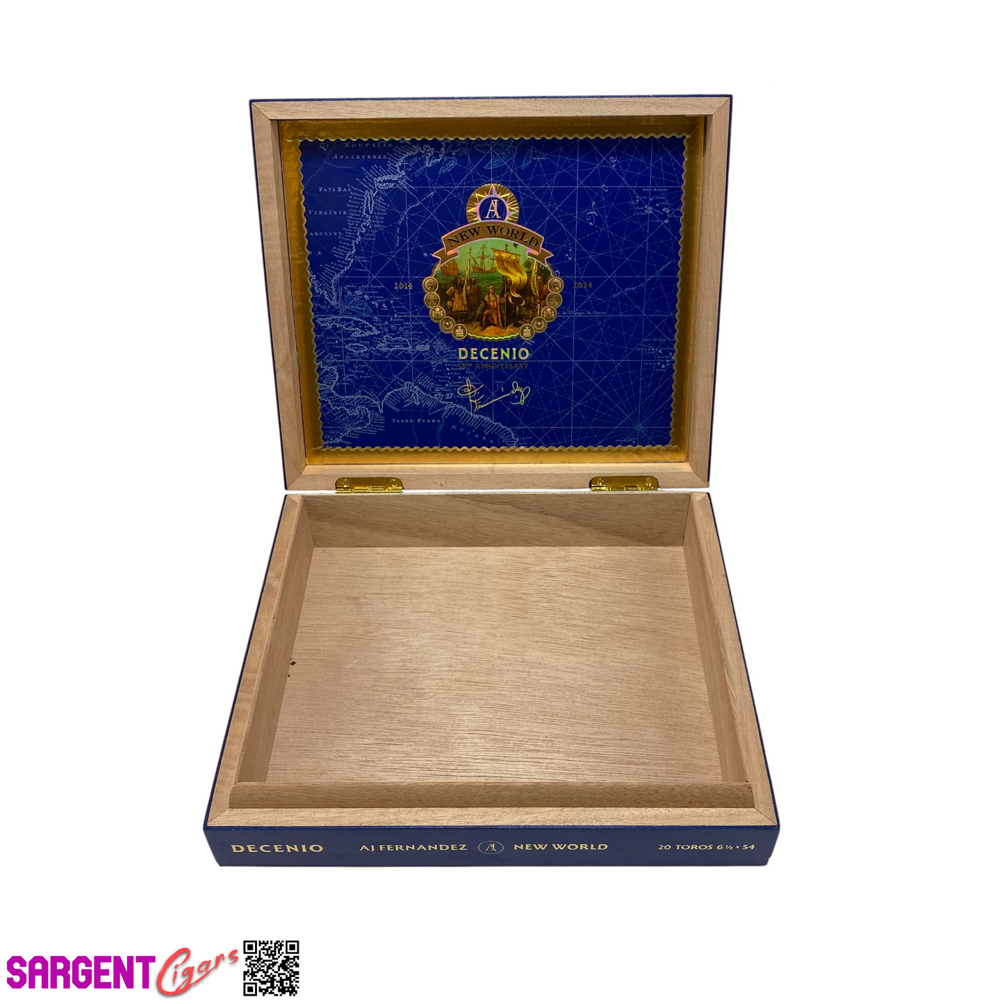 Aj Fernandez New World Decenio Toro Empty Wooden Cigar Box 9x7.75x2