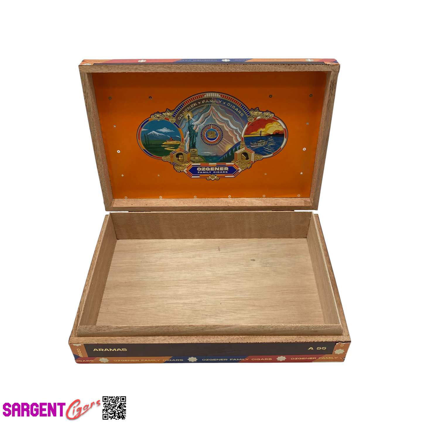 Ozgener A55 Empty Wooden Cigar Box 9.5x6.5x2