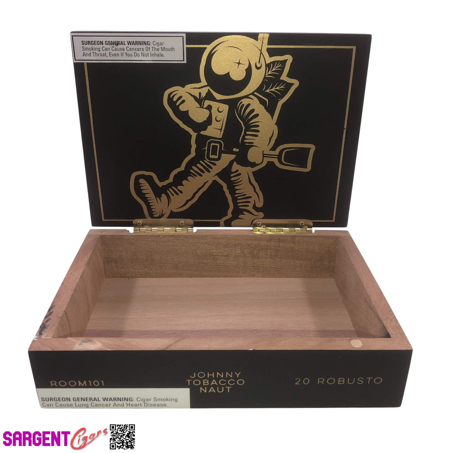 Room 101 Johnny Tobacconaut Robusto Empty Wooden Cigar Box 8.5x6.25x2