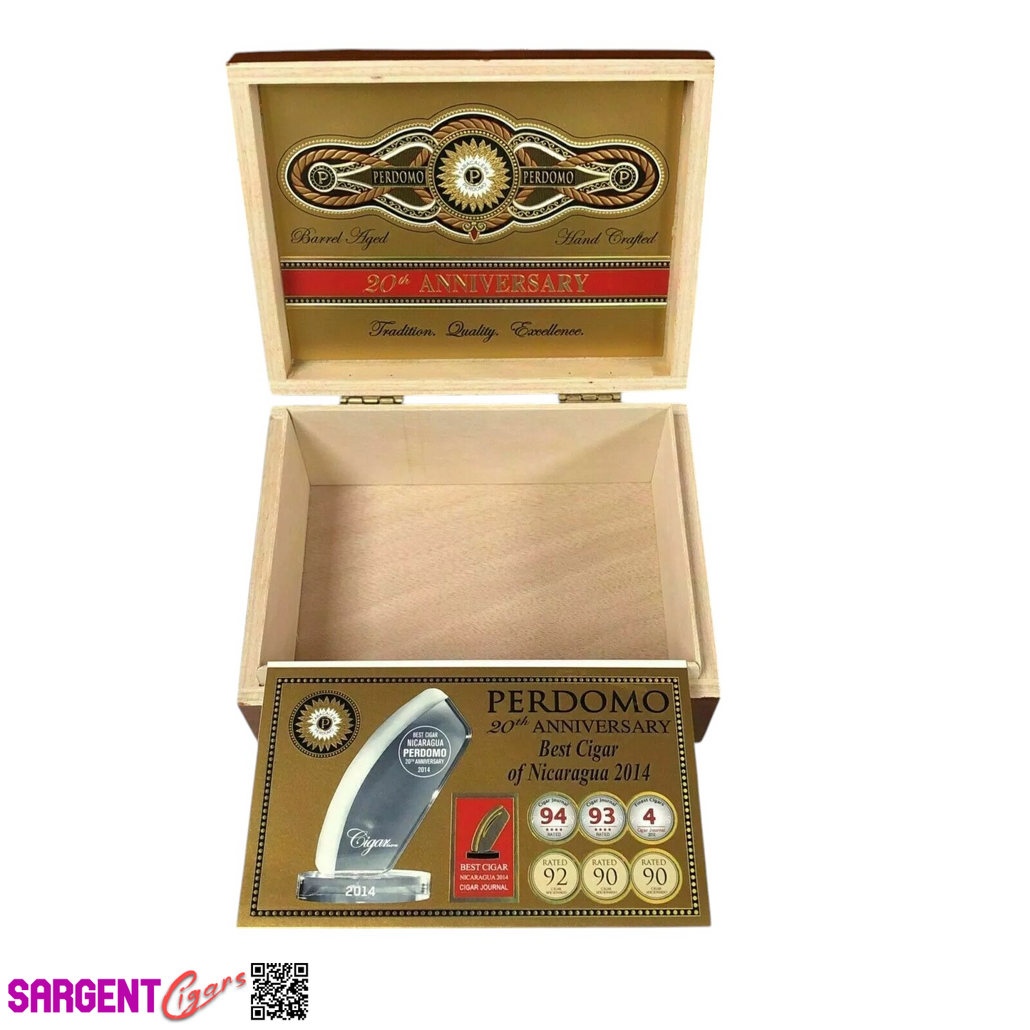 Perdomo 20th Anniversary Connecticut Robusto Empty Wooden Cigar Box 8x6x3.5