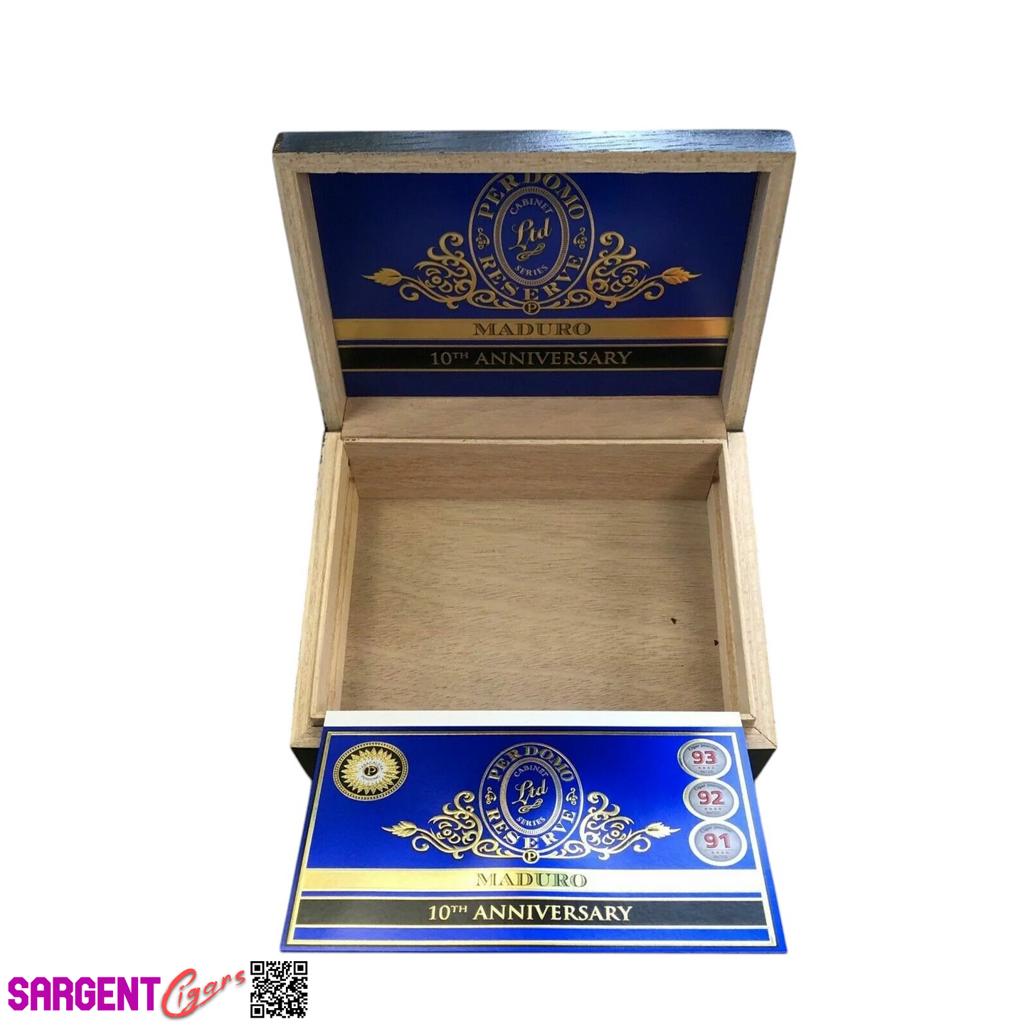 Perdomo 10th Anniversary Maduro Robusto Empty Wooden Cigar Box 8x6x3.5