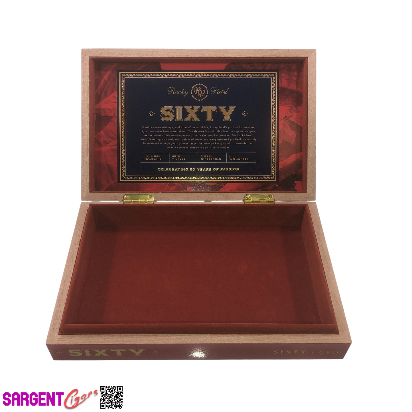 Rocky Patel Sixty Empty Wooden Cigar Box 11x7x2